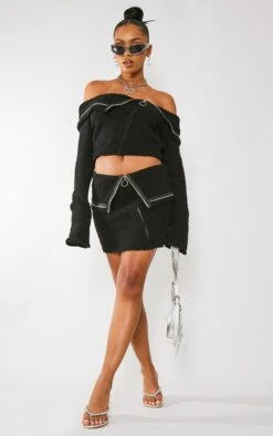 Prettylittlething Black Fluffy Knit Fold Over Zipped Crop Jacket Black -Prettylittlething 894130c8edf1f3d3d3a75364ba66b97cb34cdf80 cnf0392 3