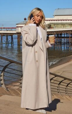 Prettylittlething Stone Textured Wool Look Double Breasted Grandad Coat Stone -Prettylittlething 89603885f1fb1bef6636d380a9760caab7836a33 cnf7341 3