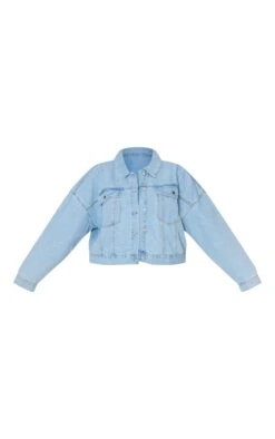 Prettylittlething Plus Light Blue Wash Basic Boxy Cropped Denim Jacket Light Blue Wash -Prettylittlething 89821b374b0f9f1fc174a882926ac2305302b206 cmw3646 5