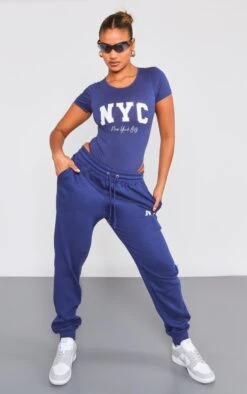 Prettylittlething Navy Blue NYC Print Short Sleeve Bodysuit Navy -Prettylittlething 8aaaddaa901a34647ef8dc96bfc2ef2aef792b87 cng3147 3