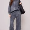 Prettylittlething Charcoal Washed Seam Detail Straight Leg Sweatpants Charcoal