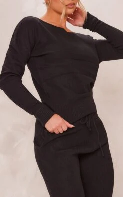 Prettylittlething Black Knit Lounge Set Black -Prettylittlething 8ec2e83f82c1f4f62602f323f22f30440ab8d466 cmv2973 4