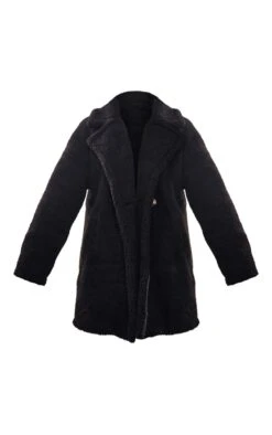 Prettylittlething Black Borg Lapel Drop Arm Midi Coat Black -Prettylittlething 8efe45470a8d946ab240f910d482dc47817c5cde cmt0744 5