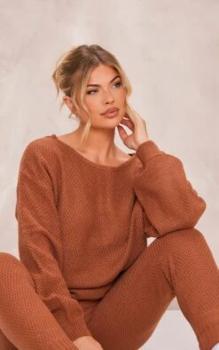 Prettylittlething Rust Knitted Waffle Lounge Set Rust -Prettylittlething 8f5350c91d365b5d251fe6db422fec5116bfe2d6 clz6949 4
