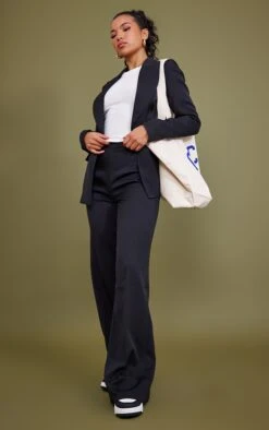 Prettylittlething Black Woven Pocket Detail Double Breasted Blazer Black -Prettylittlething 8f8236442b9522dd929c64c9771256d5903dd42c cnd1487 3