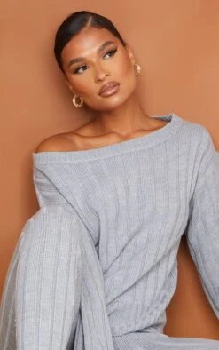 Prettylittlething Grey Bardot Sweater And Legging Lounge Set Grey -Prettylittlething 9018933179c8ea87b1a326f6ee0b590ebb9939ad cmf7365 4