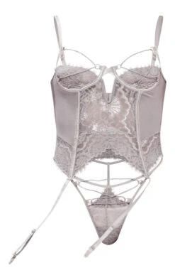 Prettylittlething Grey Lace Up Detail Suspender Strap Corset Lingerie Set Grey -Prettylittlething 91e110a36e09854a0b217bd9433e868a0e4a0ce5 cng9344 5