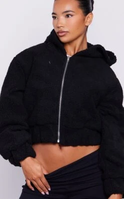 Prettylittlething Black Borg Hooded Zip Through Jacket Black -Prettylittlething 92dde7c2419591a13cafaf56d36191dcf8c808d8 cmg7600 4