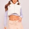 Prettylittlething Off White Side Toggle Detail Cropped Vest Off White
