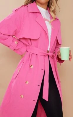 Prettylittlething Bright Pink Panel Detail Belted Trench Coat Bright Pink -Prettylittlething 95198e4ec613324de1eccb911bfe3940166bf491 cmy8687 4