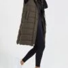 Prettylittlething Khaki Panel Padded Longline Vest Khaki
