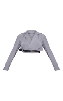 Prettylittlething Charcoal Tailored Boxy Belt Cropped Blazer Charcoal -Prettylittlething 95f12c6400aae03895acedfc2352fa3475b584fe cnh3084 5