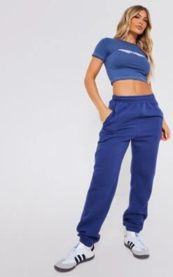 Prettylittlething Navy Blue Cuffed Sweat High Waist Sweatpants Navy
