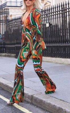 Prettylittlething Multi Abstract Print Chiffon Flare Pants Multi -Prettylittlething 969ca6441f0b77a11ef165df6d08e28971d8a9b3 CMW1257 4