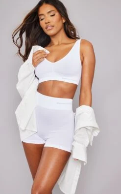 PRETTYLITTLETHING White Seamless Rib Boy Shorts White -Prettylittlething 9adb7e3db375738997440dc32df5055469d9a31c cmw1177 4