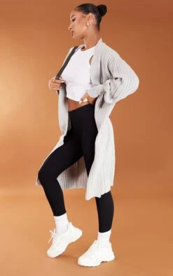 Prettylittlething Grey Ribbed Knitted Midi Cardigan Grey -Prettylittlething 9e4d88fa36fd6c04f6c21d781dc9d1bb7e89a0c8 cmb4321 3