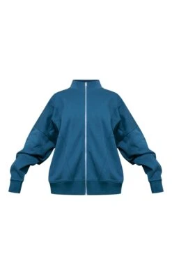 Prettylittlething Petrol Premium Tonal Print Zip Through Panelled Track Top Petrol -Prettylittlething a06767b597290198b0da3d4b2a5e984b05c738e1 cng5241 5