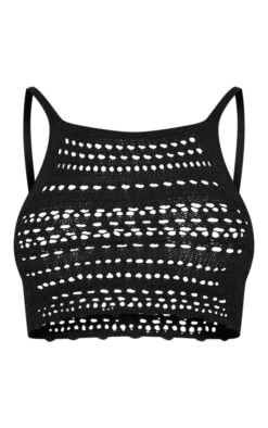 Prettylittlething Black Contrast Crochet Crop Top Black -Prettylittlething a0d731b22df4926c29c98b8dc9a704996a4d5220 cnf5373 5