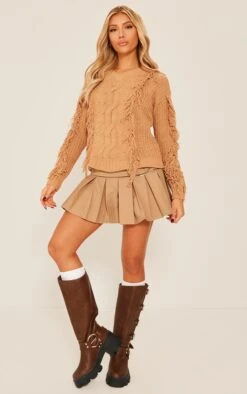 Prettylittlething Tan Chenille Long Sleeve Cable Knit Pullover Sweatshirt Tan -Prettylittlething a0f6aba9c269ed8be86a37ff63d977ac3aea7da2 cnh2376 3