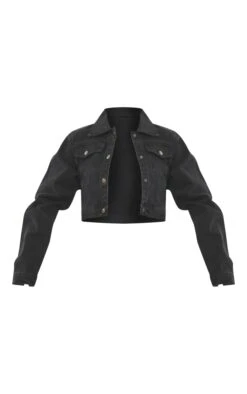 PRETTYLITTLETHING Washed Black Cropped Denim Jacket Washed Black -Prettylittlething a1d1972c31ac84ea69aa966cfde58f5aa29c2ba6 cmk5218 5