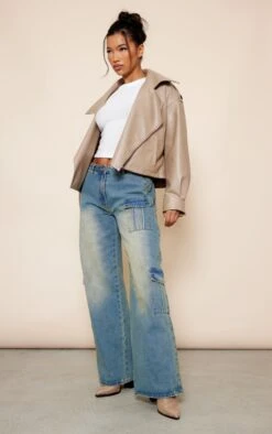 Prettylittlething Taupe Faux Leather Quilted Lining Oversized Biker Jacket Taupe -Prettylittlething a209f9bfd9152548ed299ef68f7c8bd8a292ea6f cnb6372 3