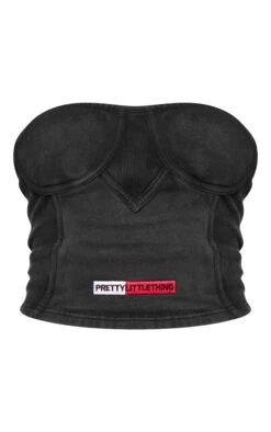 PRETTYLITTLETHING Washed Black Rib Panel Bandeau Corset Top Ash Grey -Prettylittlething a221abb47adfba6ba1caec24579dccdd4bd4bbc5 cng6048 5