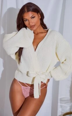 Prettylittlething Cream Chunky Tie Waist Belted Cardigan Cream -Prettylittlething a290c1526fe4f2912627e0a9ea80abbec8630acb cmn4712 3