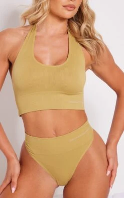 Prettylittlething Olive Seamless High Waisted Thong Olive
