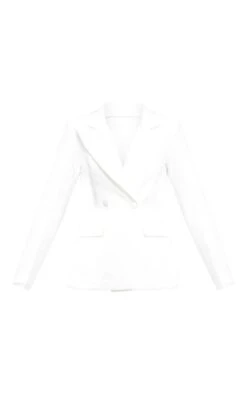 Prettylittlething White Woven Pocket Detail Double Breasted Blazer White -Prettylittlething a41e93f07de875c45060dee2e8fda40e55774422 cmv8927 5