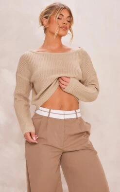 Prettylittlething Stone Off The Shoulder Knitted Jumper Stone -Prettylittlething a44964bd1a5975ef445cd29faed11b17eee1e607 clr1230 3