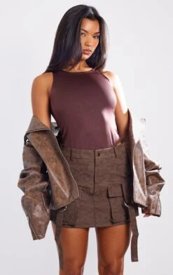 Prettylittlething Washed Brown Faux Leather Pocket Cargo Mini Skirt Brown -Prettylittlething a461ff62f5252b656182254e98efe4c2258b0ea8 cnh1460 4