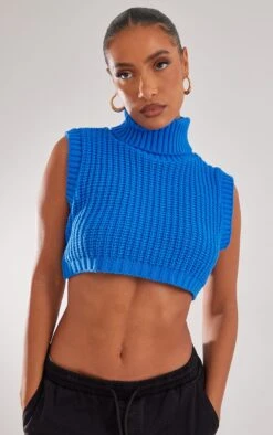 Prettylittlething Bright Blue Chunky Knit Roll Neck Tank Bright Blue -Prettylittlething a555d63e22edb2bcc27191f417a5e99bde9b66bf cnb3798 4