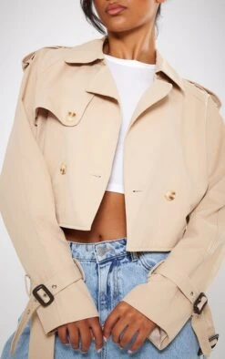 Prettylittlething Beige Cropped Belted Hem Trench Coat Beige -Prettylittlething a56ef5033a30dcad2f873961cff93f610aaf1e04 cne6214 4