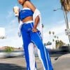PRETTYLITTLETHING Bright Blue Tricot Panelled Wide Leg Sweatpants Bright Blue