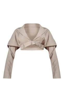 Prettylittlething PLT Label Light Grey Sleeve Detail Cropped Blazer Light Grey -Prettylittlething a675b0ecd6960aca451a4b8878305fdd78de14f1 cng1001 5