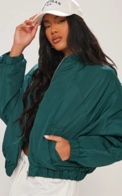 Prettylittlething Forest Green Zip Up Puffer Bomber Jacket Forest Green -Prettylittlething a698b80f12b58f35517a4f25d485cdbc5b78ff02 cnh2589 4