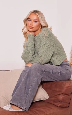 Prettylittlething Khaki Extreme Chunky Knitted Cropped Sweater Khaki -Prettylittlething a76862b3f0145da01d06d329dadd916a8edbb586 cnf9138 3