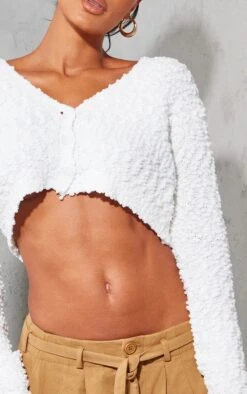 Prettylittlething White Bobble Knit Crop Cardigan White -Prettylittlething a7af4cb9e52e3aa96e866386cad495991c3be050 cmz5387 4