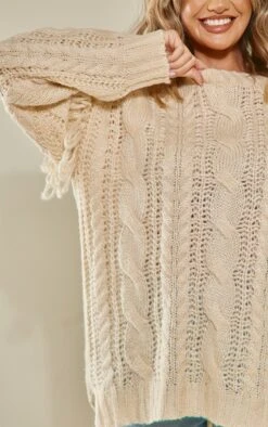 Prettylittlething Cream Oversized Cable Knit Tassel Sweater Cream -Prettylittlething a7ce57227e9ceeafd9d4bf468da556cee89d804f cmz8140 4