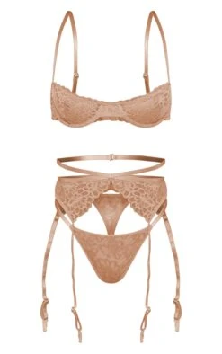Prettylittlething Tan Floral Scalloped Edge Lace 3X Piece Lingerie Set Tan -Prettylittlething a81e00ee9cc5ba7721cb06c219aae75fdf96973b cng2023 5