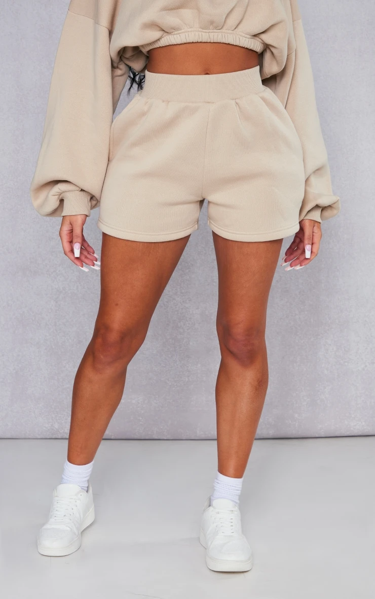 Prettylittlething Beige Overszized Thick Waist Band Runner Shorts Beige 2 Prettylittlething Beige Overszized Thick Waist Band Runner Shorts Beige - Image 2