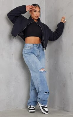 Prettylittlething Black Super Cropped Peach Skin Puffer Black -Prettylittlething aacbc0f29445a2bbf0762b085e9ac3bff23c6e25 clz0013 3