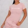 PRETTYLITTLETHING Light Pink Logo Short Sleeve Bodysuit Light Pink