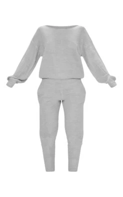 Prettylittlething Grey Waffle Knitted Lounge Set Grey -Prettylittlething ac1da228a896e8abc793c64f4e2a57d5fa8031df clv3625 5