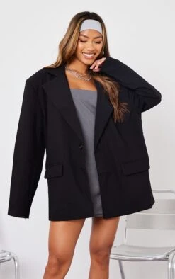 Prettylittlething Black Boxy Oversized Drop Shoulder Dad Blazer Black -Prettylittlething ae4a26d0d68f685d312f4fd4045d726f1cae6606 cnb0555 3