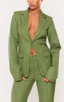 Prettylittlething Olive Tailored Woven Fitted Blazer Olive -Prettylittlething b07935f650453eec0544e978cabc9300ed8b5a10 cnh4820 4