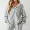 PRETTYLITTLETHING Ash Grey Seam Detail Oversized Zip Through Hoodie Ash Grey