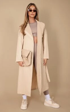 Prettylittlething Camel Lightweight Trench Coat Camel
