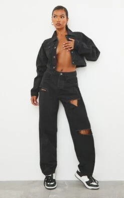 PRETTYLITTLETHING Washed Black Cropped Denim Jacket Washed Black -Prettylittlething b3f2606e923638916c1dd1dcf409e5939640d0bc cmk5218 3