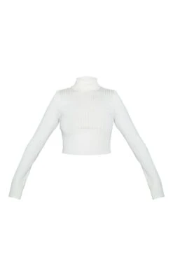 Prettylittlething Cream Ribbed Knit Roll Neck Cropped Sweater Cream -Prettylittlething b4943bef62dc09733f02205cd11cd93c979f1b0a cmt4216 5